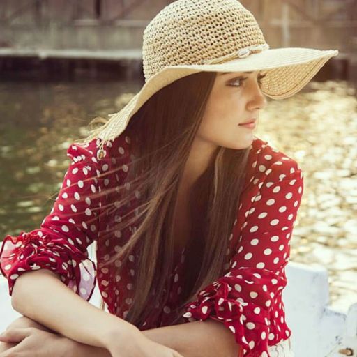 cute-attitude-dp-girl-with-yellow-hat-and-red-dress