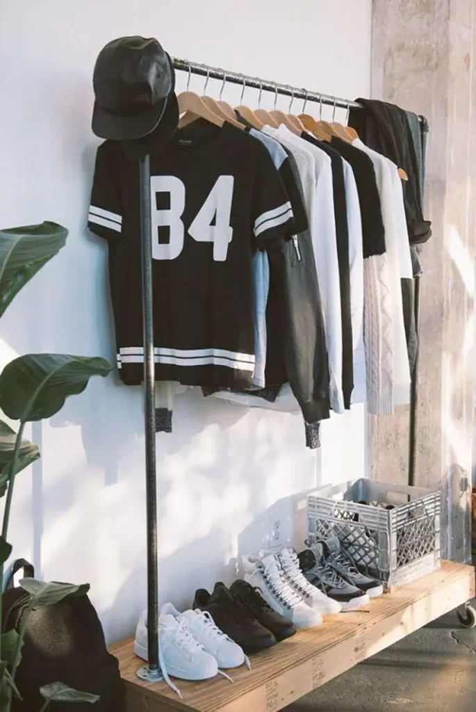 How to Style a Black Clothing Rail in a Bedroom or Boutique